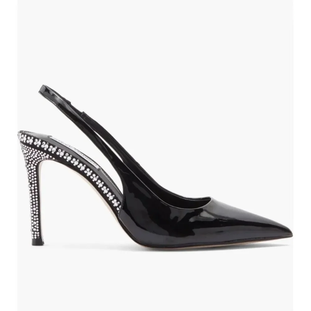New Steve Madden Jayney Slingback Pump in Black Patent Size 8.5